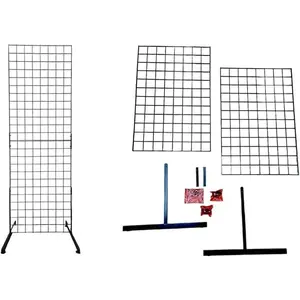 Only Hangers Black Collapsible/Portable 2' x 6' Heavy Duty Gridwall Art Display Panel with T Legs - Great for Craft and Trade Shows