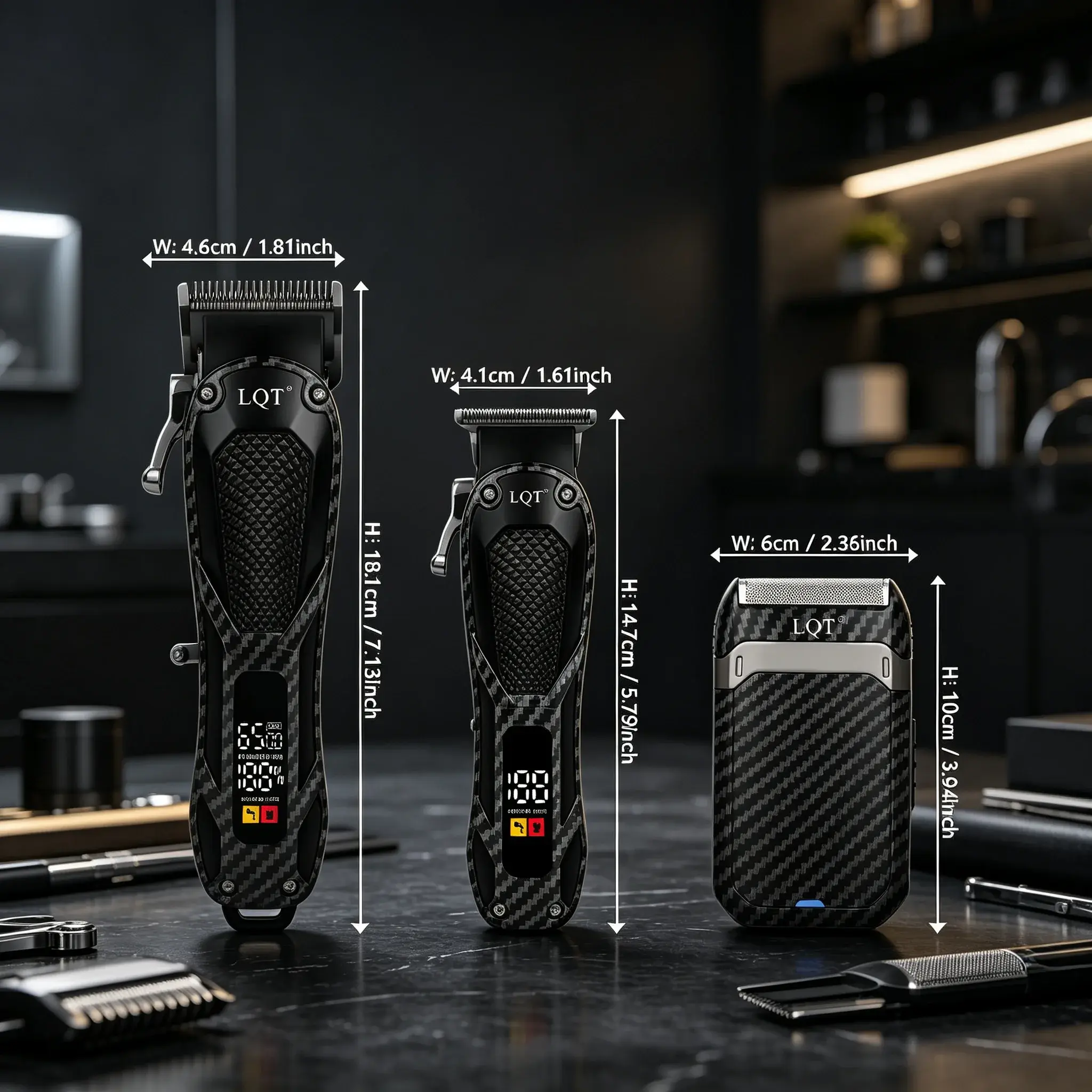 LQT Men's Professional Hairdressing Tools, Wireless Hair Clipper, T-shaped Trimmer, Electric Shaver, Digital Power Display, USB Charging, Exquisite Hairdressing Tools, Essential for Home Hair Salon, Daily Use, Holiday Gift