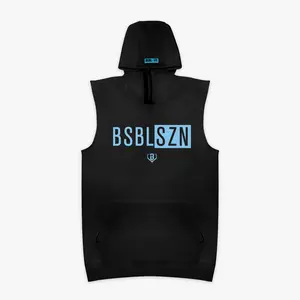 BSBL-SZN Youth Sleeveless Hoodie V3 - Black/Light Blue