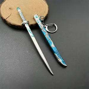 Zinc Alloy Five-Claw Golden Dragon Sword Model Keychain, Ancient Design Mini Weapon Model, Anime Game Decoration, Durable Metal Replica, Keychain Accessory