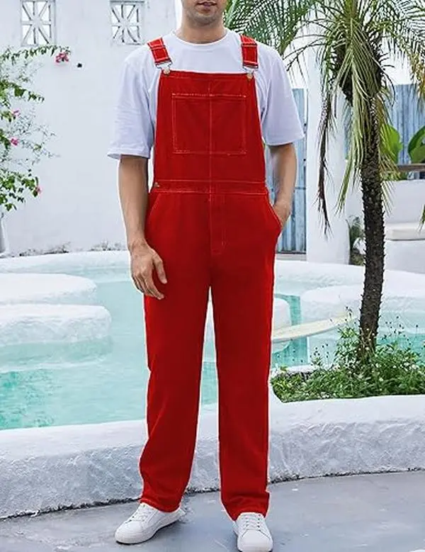 Bindefon Overalls for Men Fashion Coveralls Work Utility Denim Women Bib Jumpsuit with Pockets