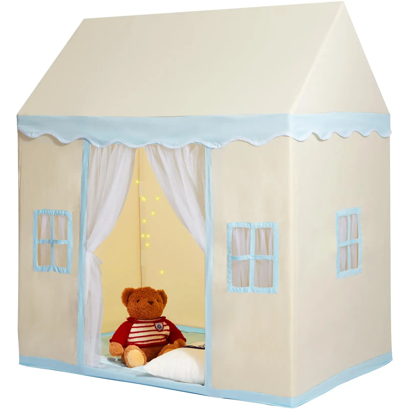 VEVOR Kids Play Tent,  , Kids Tent for Kids 1-5 Years Old, Toddler Tent with Mat and Tent Lamp, Tent for Kids with Windows for Indoor and Outdoor, Play House Castle Tent for Boys and Girls, Beige#BacktoSchool