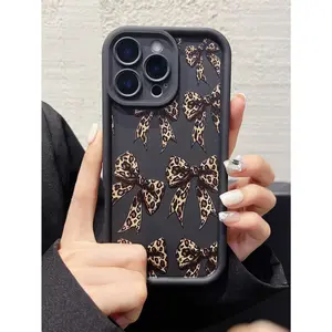 Flower phone case 1 piece, Mite TPU silicone phone case with camera protection, leopard print and bow design, UV printed colorful phone protective case, compatible with iPhone 17/16/15/14/13/12/11/X/XS/XSMAX, waterproof, shockproof, drop-resistant, and sc