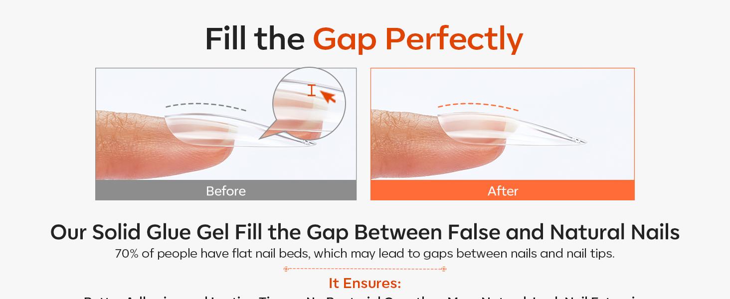 Modelones 30g Solid Gel Nail Glue for Clear Tips Super Strong Adhesive for Acrylic Extensions Press On Fake Tips U V Curing Needed Professional Adhesive