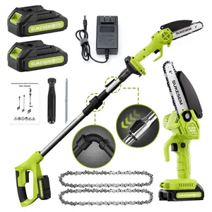 2-in-1 wireless 6-inch pole saw, electric pole saw for treepruning, equipped with 2X2.0Ah battery, extended pole chainsaw, branch cutter trimmer summervibes