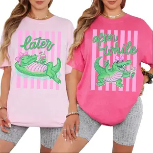 Later Gator After While Crocodile Comfort Colors Shirt, Funny Party Graphic Tee, Retro Vintage Style Unisex Casual Apparel Gift