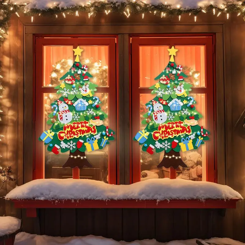 DIY Felt Christmas Tree Set, Christmas Decorations,Door Wall Hanging Decorations, Christmas Gift,Black Friday,Holiday decorations, fun decorations