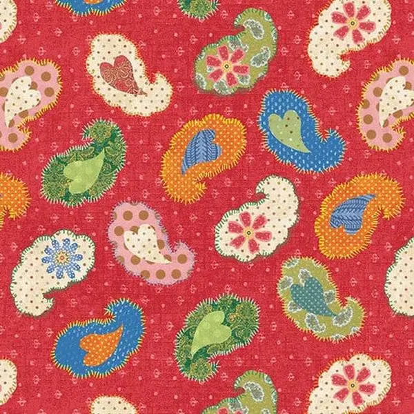 Fabric Studio E Red Tossed Paisleys Bug Bliss by the Quarter Yard 8118-88