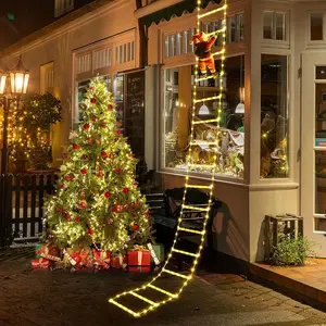 New Christmas Light String Santa Claus Climbing on Rope Ladder Christmas Decoration 2025 for Home Xmas Tree Decor Hanging Pendants Gifts