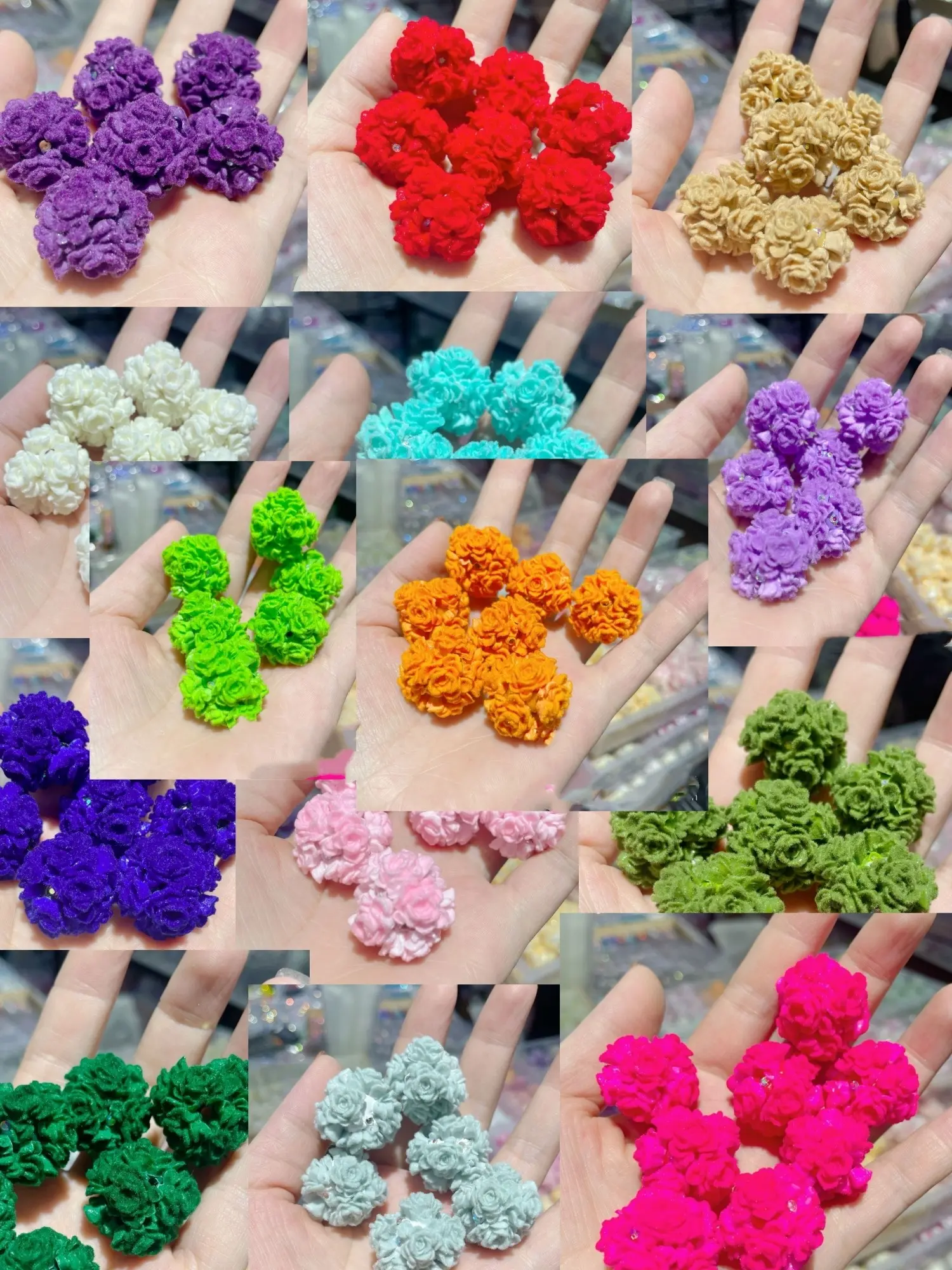 10/20Pcs Velvet Rose Flower Focal Beads for Pens Fancy Focal Beads for Beadable Pens Keychains Making, Bead Assortment, Diy Beads, Beading Supplies