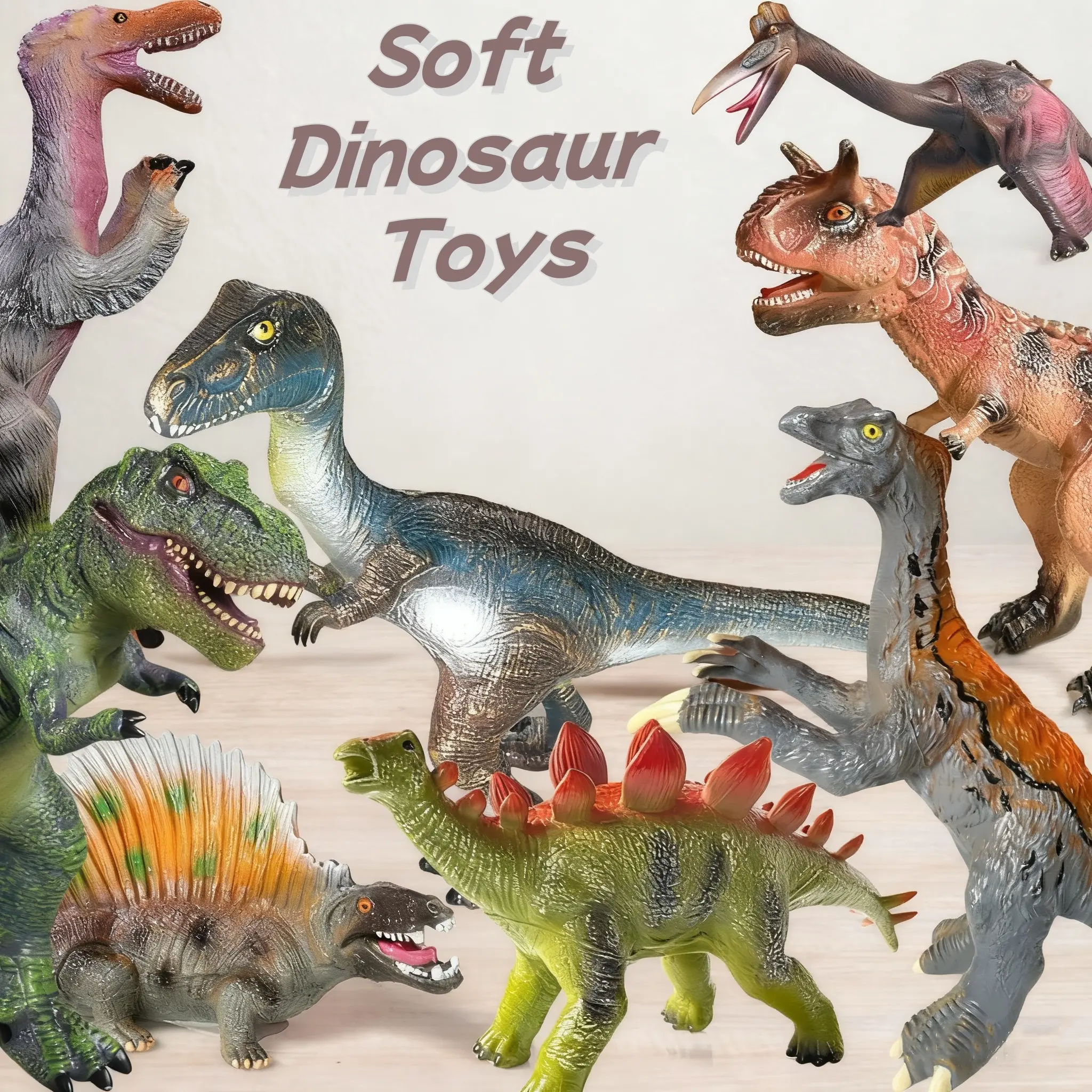 8-Pack Soft Dinosaur Toys Set, Collectible Dino Figurine Decoration for Boys (Dinosaurs & Prehistoric Creatures), Ideal Party & Birthday Presents, Collectibles, Figurine Decoration Dinosaurs & Prehistoric Creatures