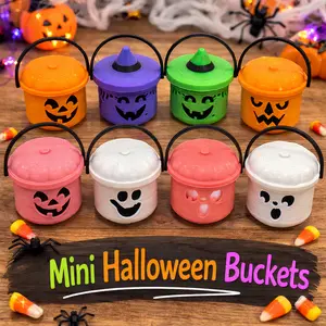 Mini Halloween Boo Buckets  3D Printed Trick or Treat Buckets | Cute Pumpkin Pails | Halloween Decor | Candy Holders | Party Favors