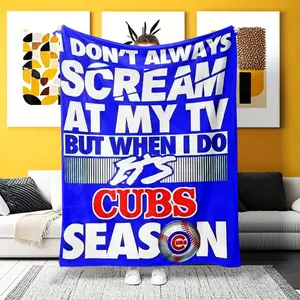 "A Chicago Cubs Fan Humor Flannel Blanket – Ultra-soft for Home, Camping & Office! Ideal for baseball fans seeking quirky, team-spirited decor."