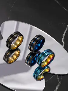 3 Pcs Rotatable Titanium Steel Rings, Rotating Rings, Anxiety Relief Ring, Anxiety Fidget Ring, Colorful Stainless Steel Street Style Finger Toys, Unisex All Season Wearable Jewelry