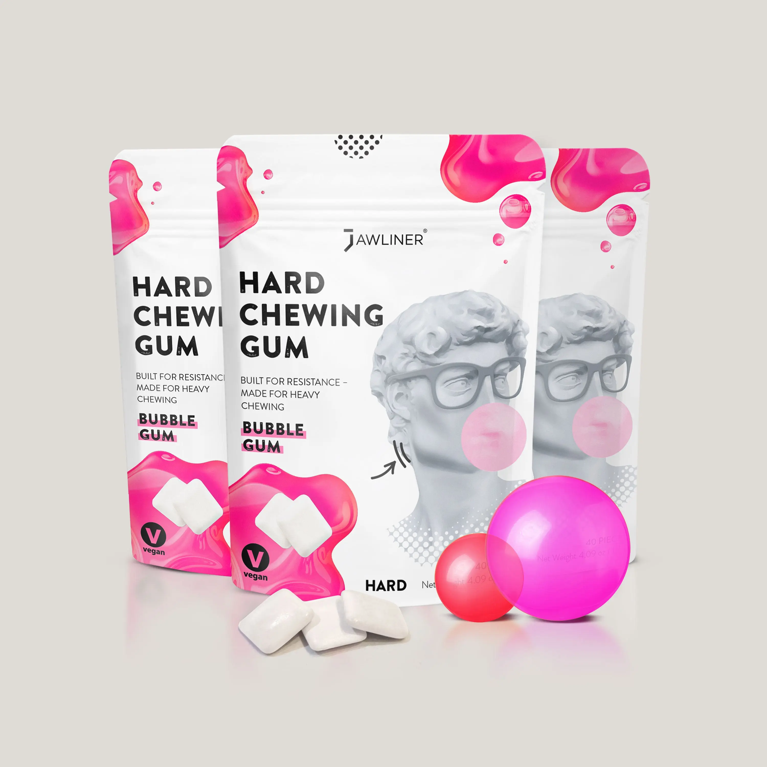 JAWLINER® Hard Chewing Gum | Bubblegum | NEW DROP JAWLINER® Hard Chewing Gum | Bubblegum | NEW DROP