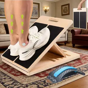 Adjustable Wooden Slant Board - 4-Angle Calf Stretcher, 300lb Capacity, Foldable Design. Perfect for Stretching, Squats & Ankle Therapy(includes a lumbar stretcher ）heel foot ,stretcher pilates physicaltherapy equipment,stretch board,flexibility training