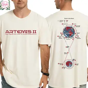 Artemis II Mission T-shirt, Moon Mission Map Shirt, Back to the Moon T-Shirt, Space Program Tee, 2026 Lunar Flight Shirt