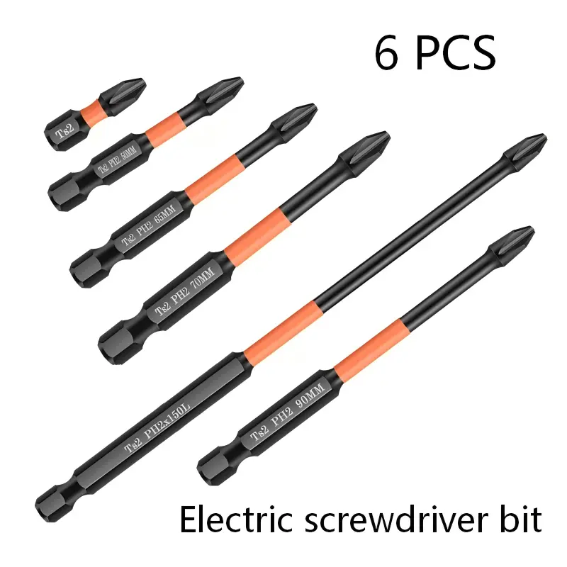 Strong Magnetic PH2 Phillips Head Impact-Resistant Electric Screwdriver Bit, Power Tool Accessory for Impact Electric Screwdrivers Set anti k5 non-slip multitool blade cross campingessentials