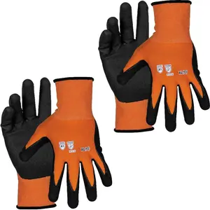 Work Gloves, Knit Dipped Cut Resistant ANSI A1 Nitrile Coated Gloves, Nylon-Spandex, Touchscreen Capable, X-Large, 2-Pair