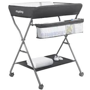 Maydolly Baby Changing Table with Wheels Portable & Adjustable Height Folding Diaper Station with Organizer & Storage Rack for Newborn and Infants for Women