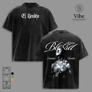 Blessd El Bendito Graphic Tee, Oversized Cotton T-Shirt, Latin Trap Reggaeton Music Streetwear Unisex Double Print Shirt