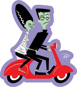 Frankie And Bride On A Vespa Sticker