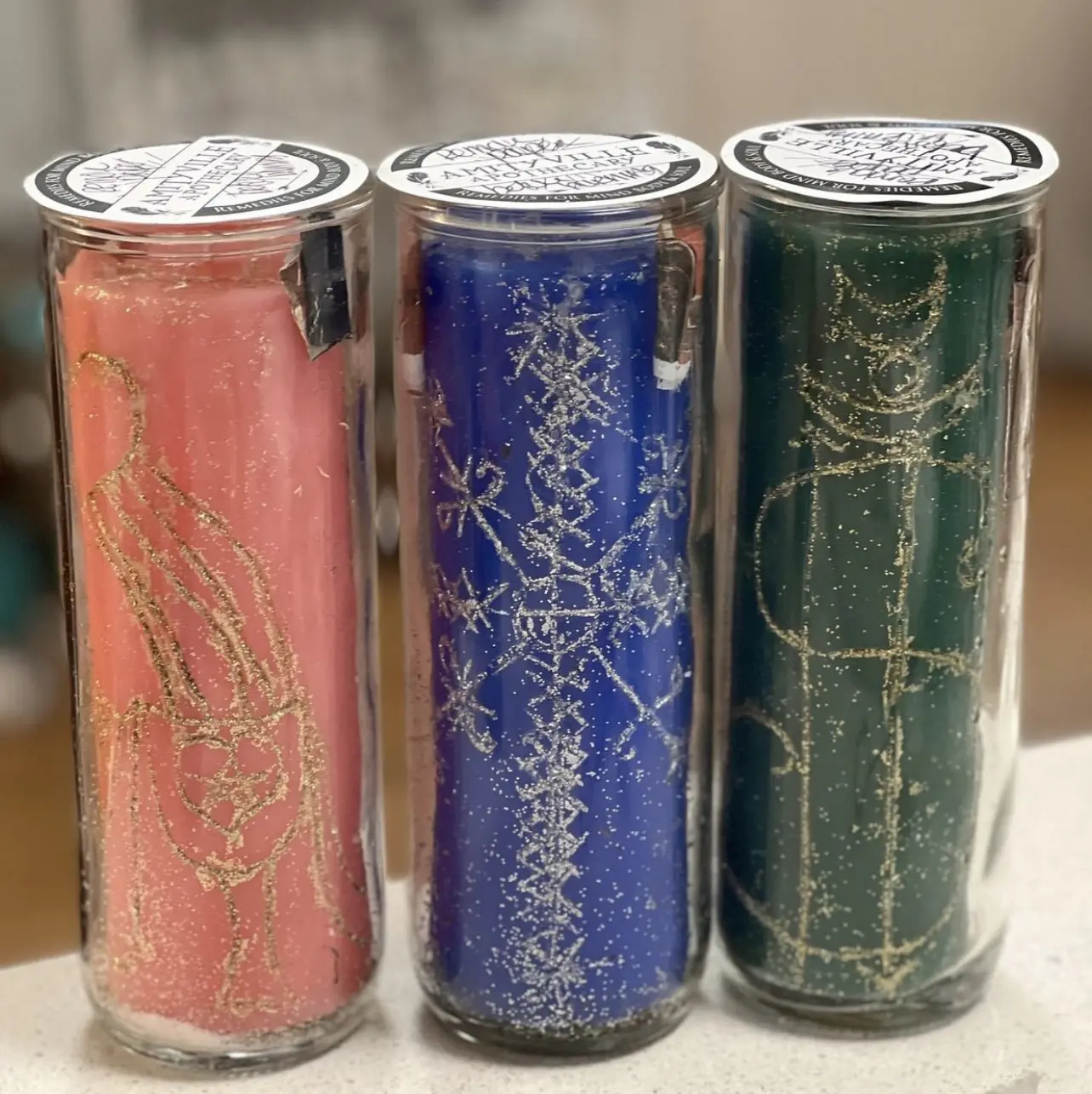 Amityville Apothecary Custom Carved 7-Day Intention Wax Candle, Home Decor Household Candle Infused with Herbs and Oils, Wax Candles, Paraffin