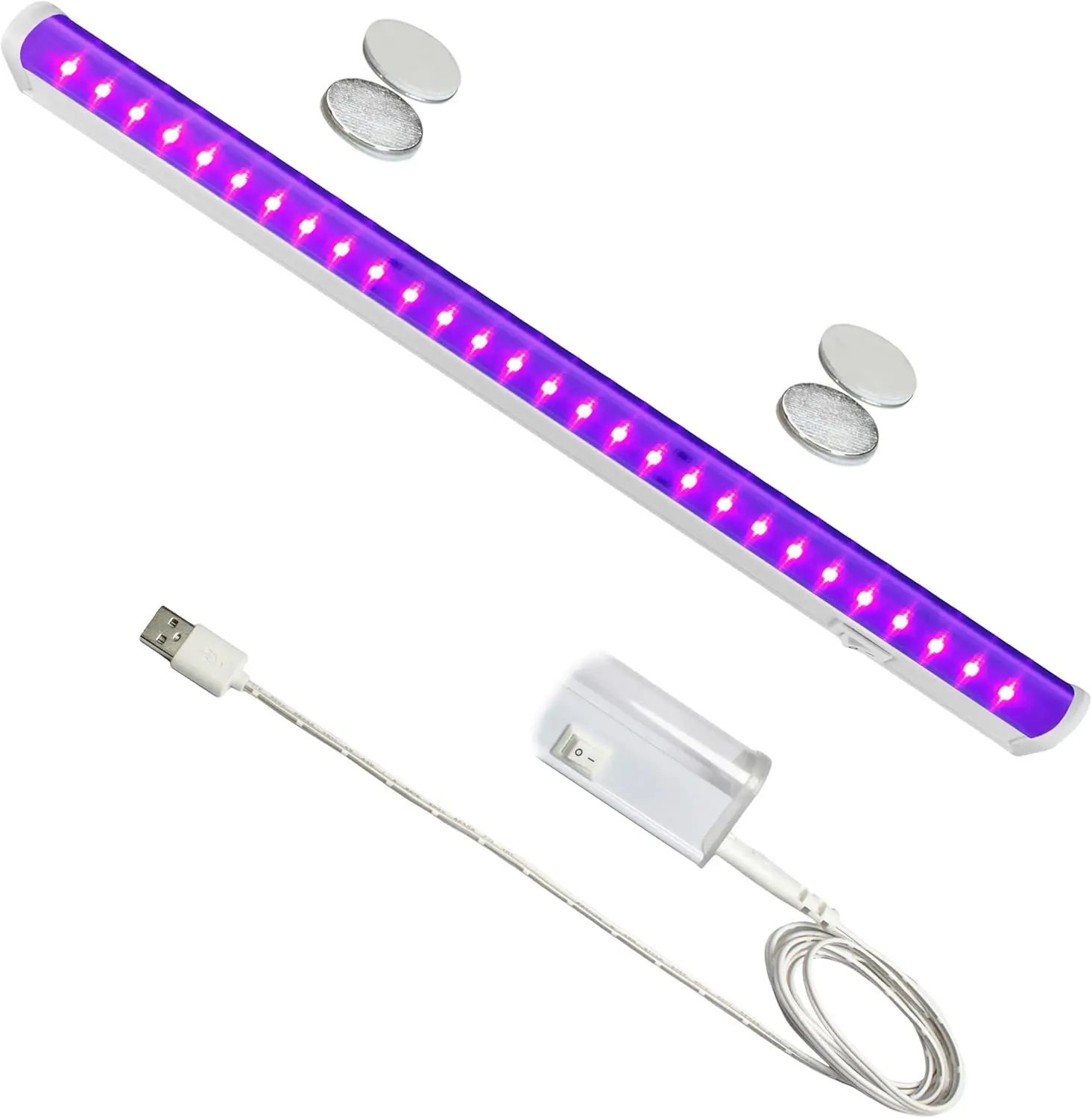 Small Black Light Bar, UV 395nm 10W 1ft USB Blacklight Lights Strip Stick Glow in The Dark Halloween Party Bedroom Decor Fluorescent Posters Body Paint Neon Display Uranium Glass Resin Curing