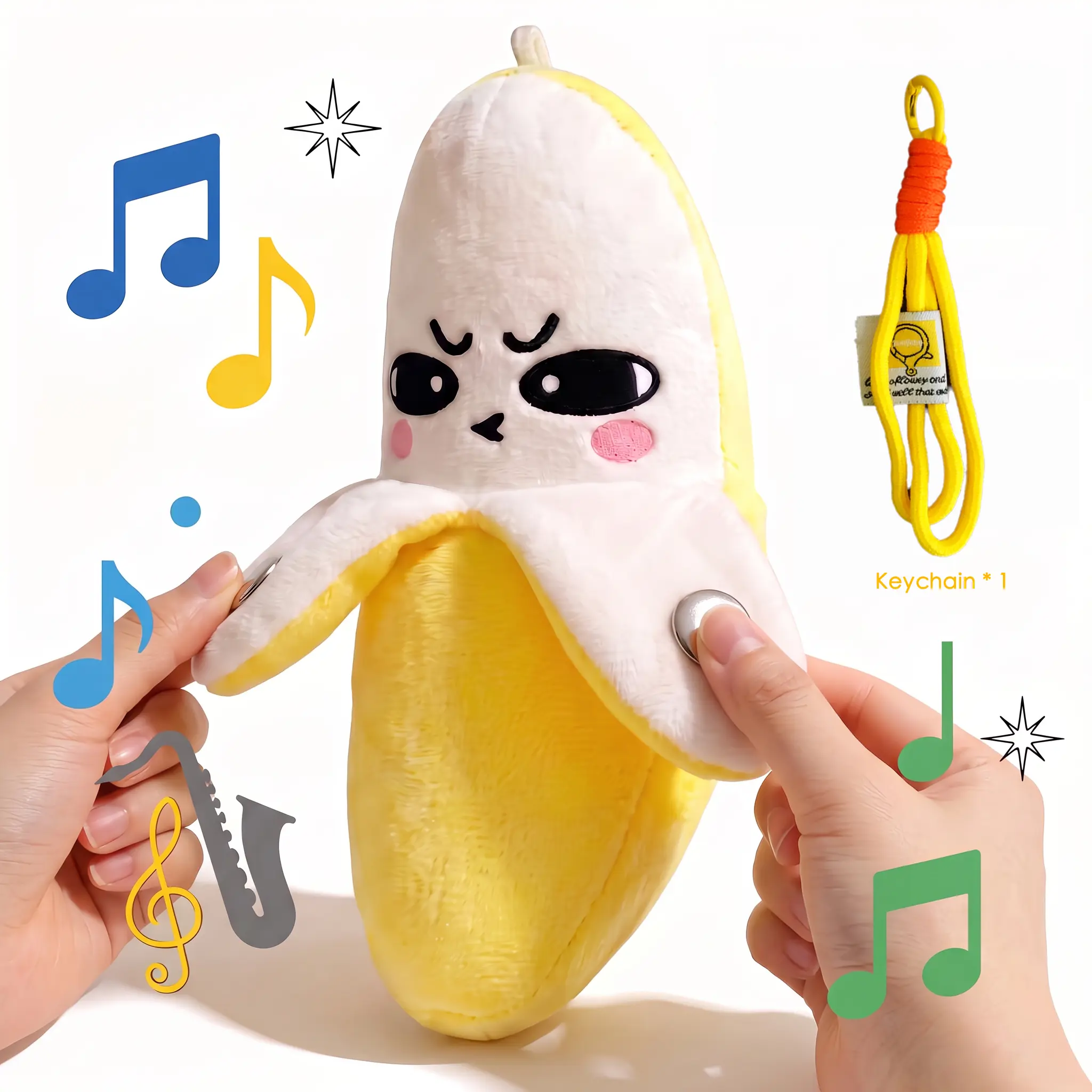 【Keychain Style】Mini Interactive Music Plush Toy Bag Charm , Musical Touch Sensory Doll for Parent-Child & Couple Interaction Christmas Birthday Gifts