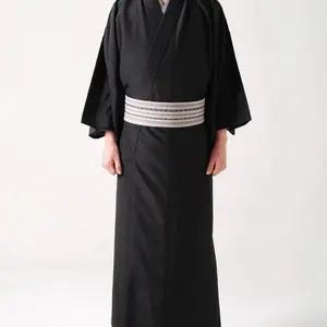 Japanese Men's Traditional Kyoetsu  Kimono Polyester Black from JAPAN