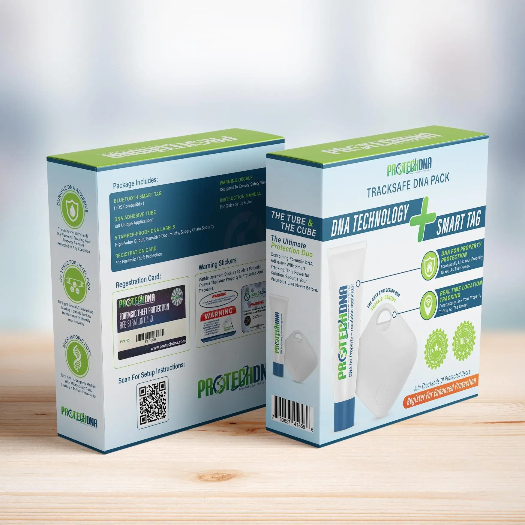 TrackSafe DNA Pack – Smart Tracker + Forensic DNA Theft Protection (No Subscription)