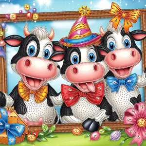 5D Diamond Painting Kit cow DIY Special Shape Crystal Rhinestone Partial Drill Diamond Art Embroidery Bead Mosaic Crafts Handmade Wall Decor Painting Gift for Adult and Beginner