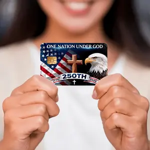 4pcs American Flag with Cross And Bald Eagle Design Credit Card Sticker, Scrapbook Stickers. Suitable for EBT, Credit Cards, Debit Cards. Fits Small Chip Cards. Sticker for Privacy Protection. Holiday Gift