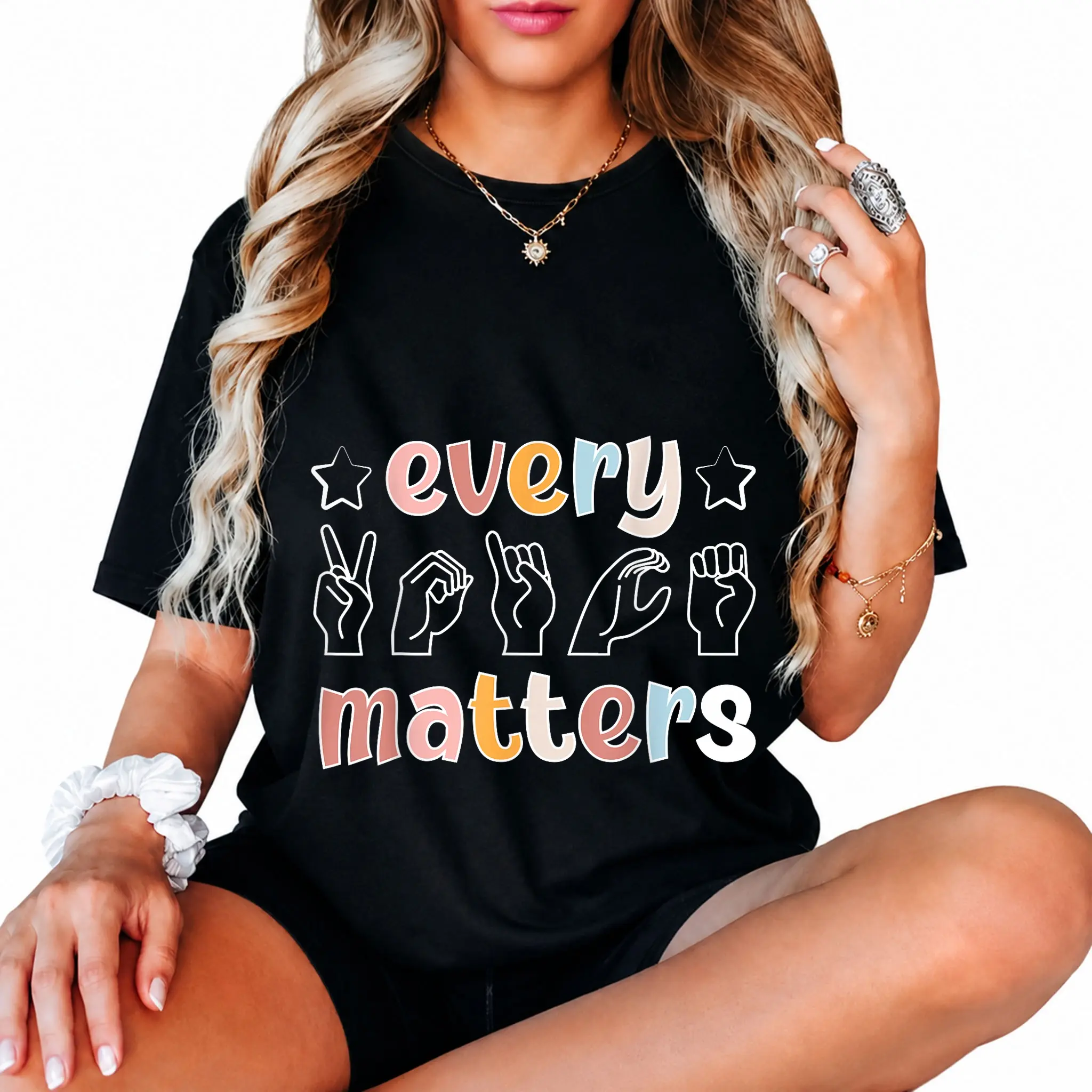 Women's 100% Cotton Round Neck Graphic T-Shirt - Casual Everyday Top for Speech Language Pathologists, "Every Voice Matters" Vintage SLP Tee, Tops