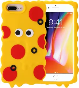 Case for iPhone 7Plus/8Plus,3D Cute Cartoon Pizza Monster Character Kids Teens Girls Women Soft Silicone Case for iPhone 7Plus/8Plus/iPhone 6Plus 6s Plus 5.5 inch (Pizza Monster)