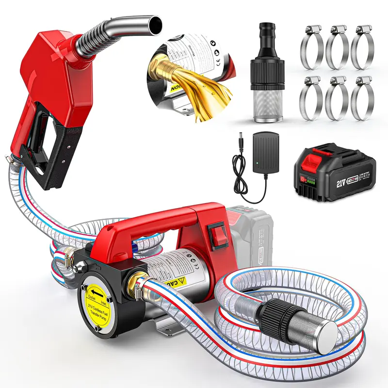 [TaskStar] Cordless Liquid Transfer Pump Kit, 12GPM 720GPH Wireless Pump with 4.0Ah 4000mAh Cordless Use, 16.4ft Deep Draw Hose, Nozzle for Kerosene, Biodiesel