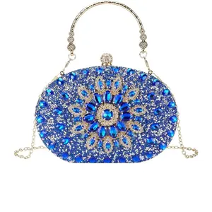 Diamond Encrusted Clutch Bag Women's Elegant Rhinestone Decorated Evening Bag Exquisite Trendy Clutch Purse for Women and Girls Fashionable Bag for Party Multicolored Crystals Gold Chain