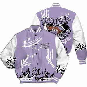 Low Pure Violet 11s Matching Varsity Jacket - Graphic Print Fashion Coat RASV