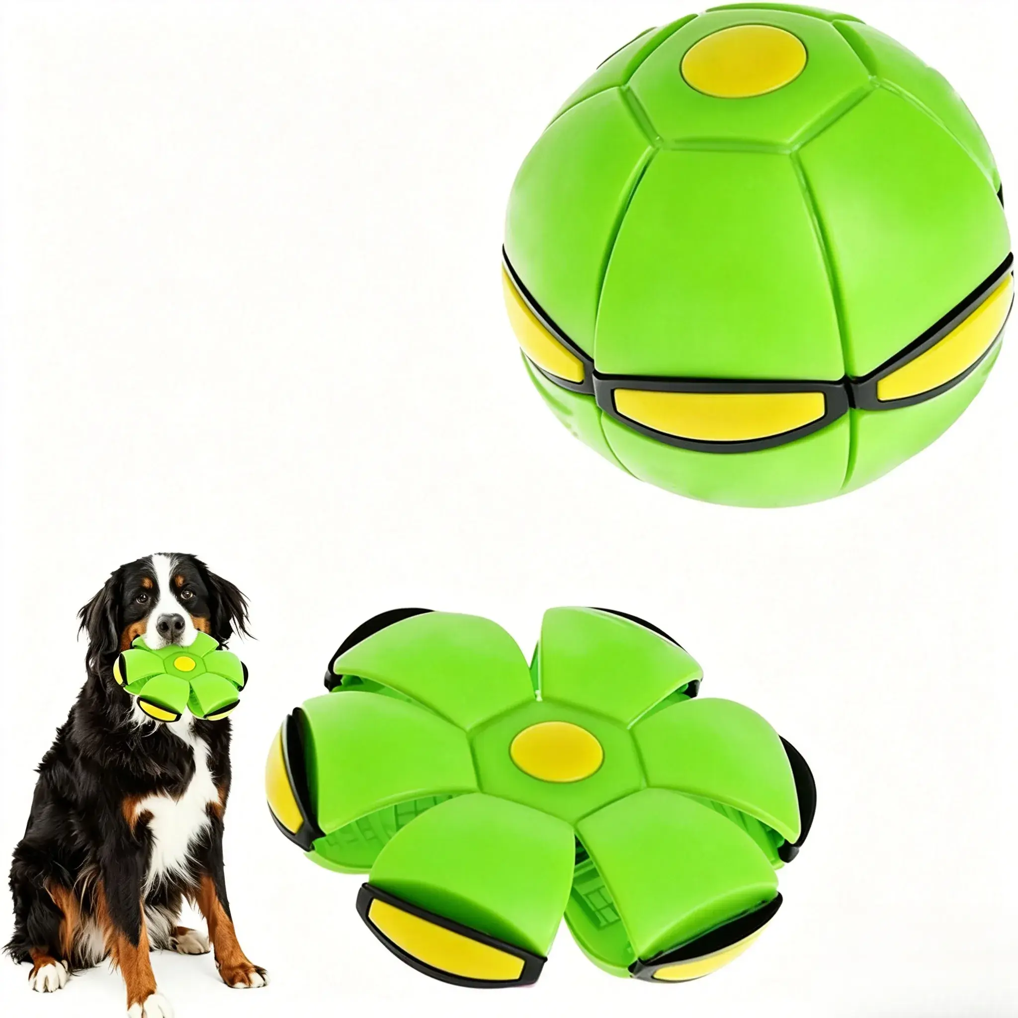 Dog 3-Lights Glow Stomp UFO Orb Ball - Pop-Up Transform Elastic Bouncy Disc Toy, Outdoor Play Gift for Boys, Girls, Pet Supplies for Birthdays, Holidays