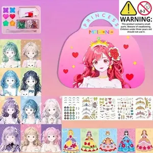DIY Sparkling Diamond Princess Makeup Bag Set, Handmade Beads and Rhinestone Stickers, Paper Makeup Toy, Pretend Play Set, Perfect for Girls, Christmas, Easter, Mother's Day