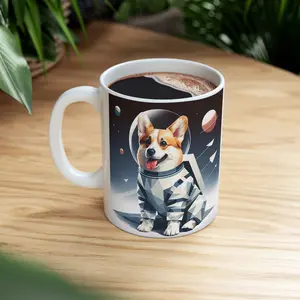 Corgi Astronaut Ceramic Coffee Mug, (11oz, 15oz)