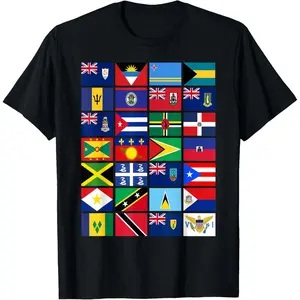 100% Cotton Caribbean Flags Unity Pride Souvenir Geography Gift T-Shirt