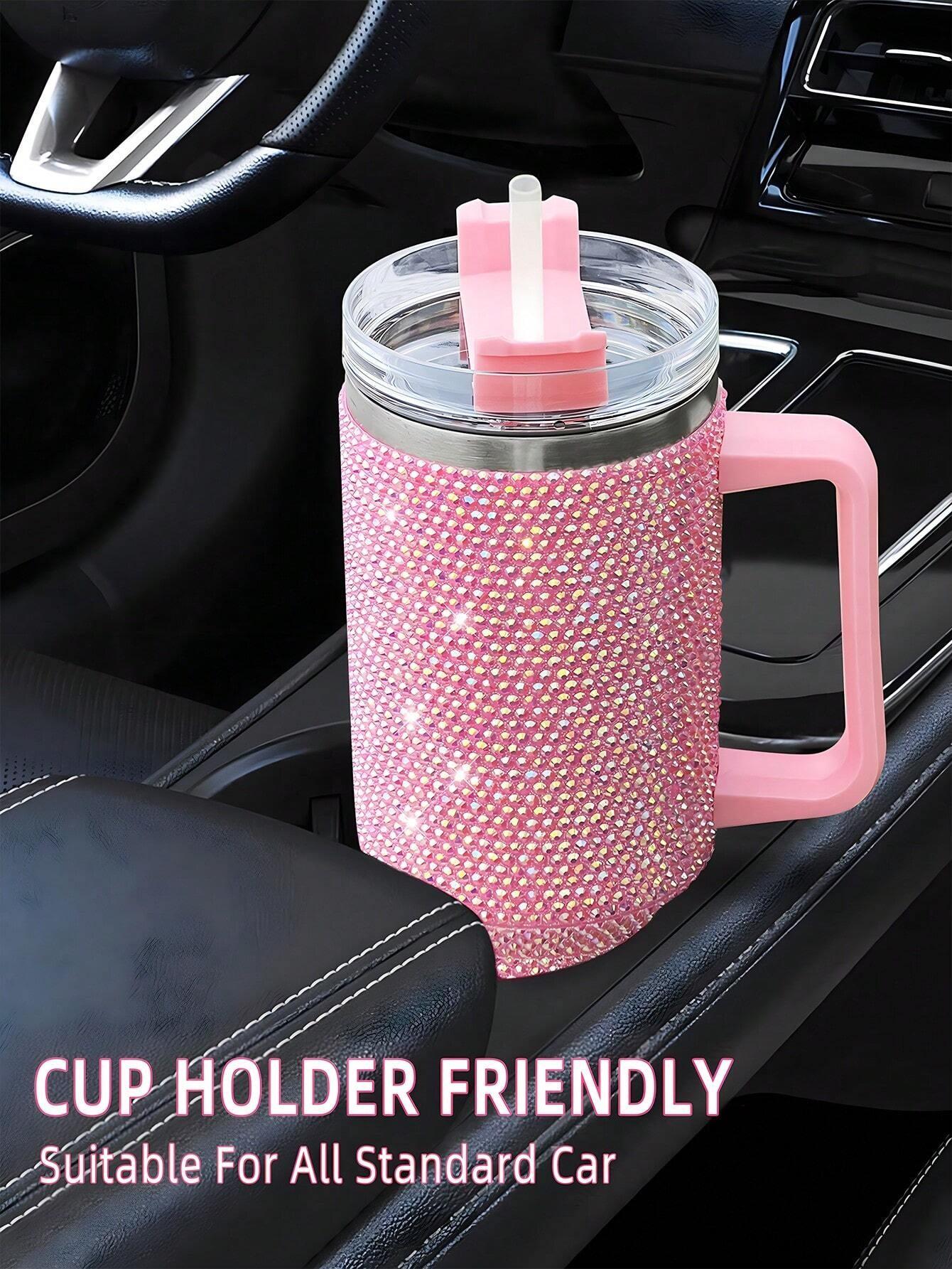 40oz Bling Rhinestones Tumbler with Handle - Sparkly Stainless Steel Water Bottle for IceCoffee, Must-Have CarAccessories & GymEssentials, Diamond Studded Cup for Women, Cute Birthday Gifts