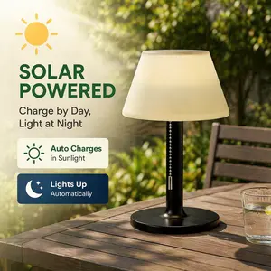 APZZLOXH Solar Table Lamp Outdoor Waterproof, 3-Level Dimmable Cordless Patio Lamp with Pull Chain, Warm White for Garden Balcony Camping