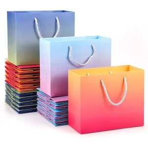 Wrap Bags Bulk, 30 pack 3 Colors 8.6x3.9x7 inches Small Paper Shopping Bags with Handles, for Boutique, Retail, Grocery, Craft, Business, Party Favors, Birthday,  Shower, Wedding