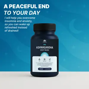 Ashwagandha PM Calm Sleep All-In-One Natural Relaxation Supplement for Women & Men | Magnesium, Melatonin, Valerian, Dietary Vitamin - JIVA Health