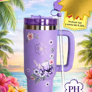 Vaso Termico 40 Onzas con Diseño Floral y Monograma PH Ideal para Bebidas Calientes y Frías