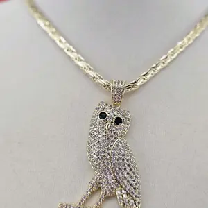 (109) owl pendant 14k Goldplated  22 inch chain.