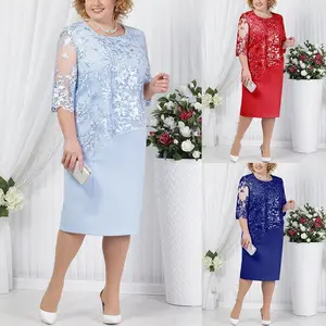 Stitching Lace Fake Two Piece Large Size Women's Top Dress