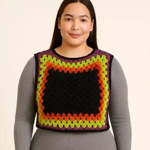 Handmade Crochet Colorful Vest – Plus Size